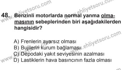 12 Aralık 2015 Tarihli Sürücü Adayları Sınavı M Kitapçığı 48. Soru