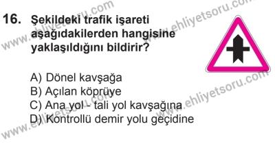 12 Aralık 2015 Tarihli Sürücü Adayları Sınavı N Kitapçığı 16. Soru