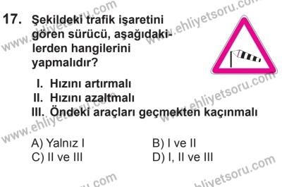 12 Aralık 2015 Tarihli Sürücü Adayları Sınavı N Kitapçığı 17. Soru