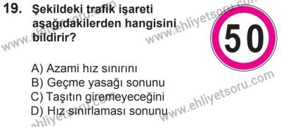 12 Aralık 2015 Tarihli Sürücü Adayları Sınavı N Kitapçığı 19. Soru