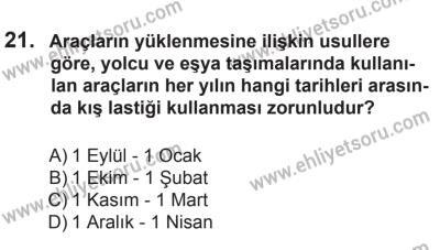 12 Aralık 2015 Tarihli Sürücü Adayları Sınavı N Kitapçığı 21. Soru