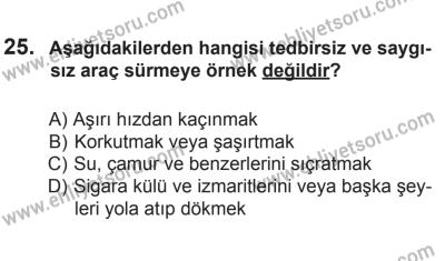 12 Aralık 2015 Tarihli Sürücü Adayları Sınavı N Kitapçığı 25. Soru