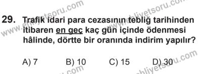 12 Aralık 2015 Tarihli Sürücü Adayları Sınavı N Kitapçığı 29. Soru