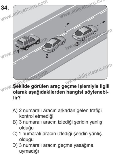 12 Aralık 2015 Tarihli Sürücü Adayları Sınavı N Kitapçığı 34. Soru