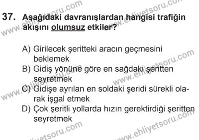 12 Aralık 2015 Tarihli Sürücü Adayları Sınavı N Kitapçığı 37. Soru