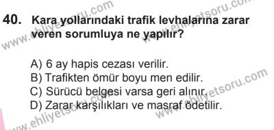 12 Aralık 2015 Tarihli Sürücü Adayları Sınavı N Kitapçığı 40. Soru