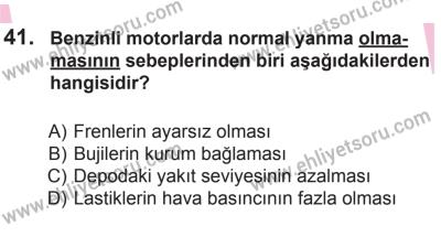 12 Aralık 2015 Tarihli Sürücü Adayları Sınavı N Kitapçığı 41. Soru