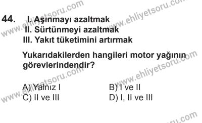 12 Aralık 2015 Tarihli Sürücü Adayları Sınavı N Kitapçığı 44. Soru