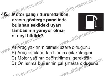 12 Aralık 2015 Tarihli Sürücü Adayları Sınavı N Kitapçığı 46. Soru