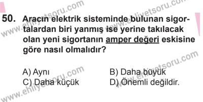 12 Aralık 2015 Tarihli Sürücü Adayları Sınavı N Kitapçığı 50. Soru