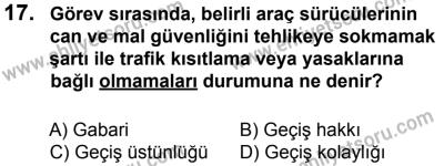 12 Ocak 2014 Tarihli Sürücü Adayları Sınavı K Kitapçığı 17. Soru