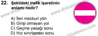 12 Ocak 2014 Tarihli Sürücü Adayları Sınavı K Kitapçığı 22. Soru