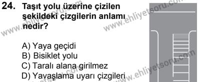 12 Ocak 2014 Tarihli Sürücü Adayları Sınavı K Kitapçığı 24. Soru