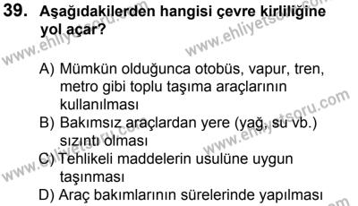 12 Ocak 2014 Tarihli Sürücü Adayları Sınavı K Kitapçığı 39. Soru