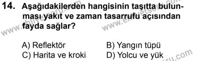 12 Ocak 2014 Tarihli Sürücü Adayları Sınavı L Kitapçığı 14. Soru