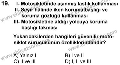 12 Ocak 2014 Tarihli Sürücü Adayları Sınavı L Kitapçığı 19. Soru