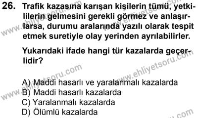12 Ocak 2014 Tarihli Sürücü Adayları Sınavı L Kitapçığı 26. Soru