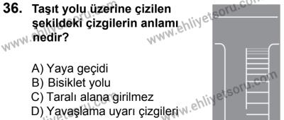 12 Ocak 2014 Tarihli Sürücü Adayları Sınavı L Kitapçığı 36. Soru