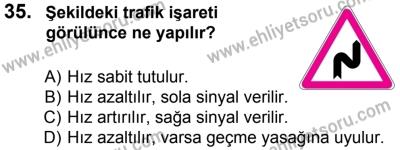 12 Ocak 2014 Tarihli Sürücü Adayları Sınavı M Kitapçığı 35. Soru