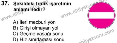 12 Ocak 2014 Tarihli Sürücü Adayları Sınavı M Kitapçığı 37. Soru