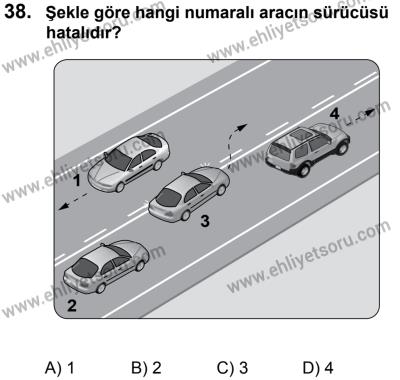12 Ocak 2014 Tarihli Sürücü Adayları Sınavı M Kitapçığı 38. Soru