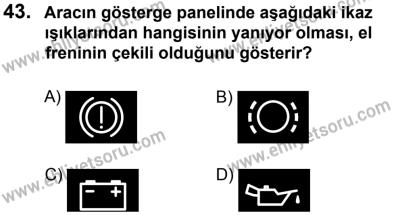 12 Ocak 2014 Tarihli Sürücü Adayları Sınavı M Kitapçığı 43. Soru