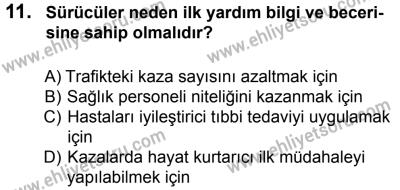 12 Ocak 2014 Tarihli Sürücü Adayları Sınavı N Kitapçığı 11. Soru