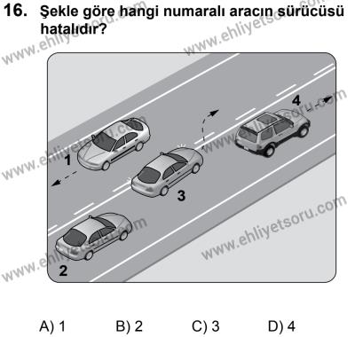 12 Ocak 2014 Tarihli Sürücü Adayları Sınavı N Kitapçığı 16. Soru