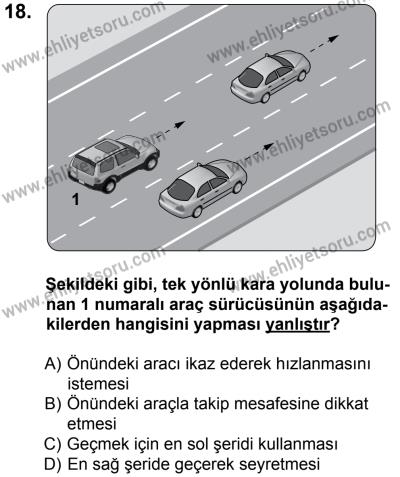 12 Ocak 2014 Tarihli Sürücü Adayları Sınavı N Kitapçığı 18. Soru