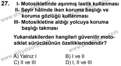 12 Ocak 2014 Tarihli Sürücü Adayları Sınavı N Kitapçığı 27. Soru