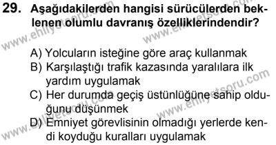 12 Ocak 2014 Tarihli Sürücü Adayları Sınavı N Kitapçığı 29. Soru
