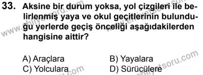 12 Ocak 2014 Tarihli Sürücü Adayları Sınavı N Kitapçığı 33. Soru