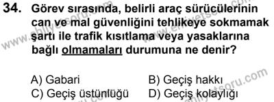 12 Ocak 2014 Tarihli Sürücü Adayları Sınavı N Kitapçığı 34. Soru