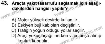 12 Ocak 2014 Tarihli Sürücü Adayları Sınavı N Kitapçığı 43. Soru