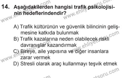 12 Temmuz 2014 Tarihli Sürücü Adayları Sınavı K Kitapçığı 14. Soru
