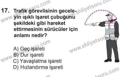 12 Temmuz 2014 Tarihli Sürücü Adayları Sınavı K Kitapçığı 17. Soru