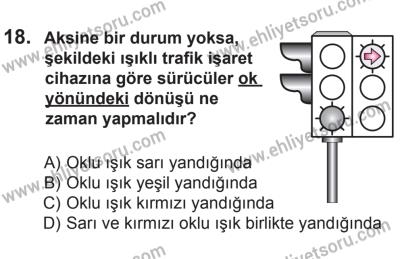 12 Temmuz 2014 Tarihli Sürücü Adayları Sınavı K Kitapçığı 18. Soru