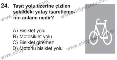 12 Temmuz 2014 Tarihli Sürücü Adayları Sınavı K Kitapçığı 24. Soru