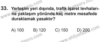12 Temmuz 2014 Tarihli Sürücü Adayları Sınavı K Kitapçığı 33. Soru