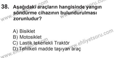 12 Temmuz 2014 Tarihli Sürücü Adayları Sınavı K Kitapçığı 38. Soru