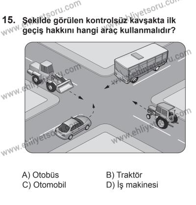 12 Temmuz 2014 Tarihli Sürücü Adayları Sınavı L Kitapçığı 15. Soru