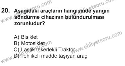 12 Temmuz 2014 Tarihli Sürücü Adayları Sınavı L Kitapçığı 20. Soru