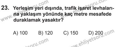 12 Temmuz 2014 Tarihli Sürücü Adayları Sınavı L Kitapçığı 23. Soru