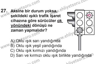 12 Temmuz 2014 Tarihli Sürücü Adayları Sınavı L Kitapçığı 27. Soru