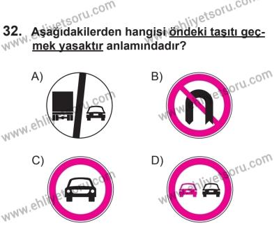 12 Temmuz 2014 Tarihli Sürücü Adayları Sınavı L Kitapçığı 32. Soru