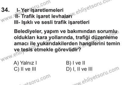 12 Temmuz 2014 Tarihli Sürücü Adayları Sınavı L Kitapçığı 34. Soru