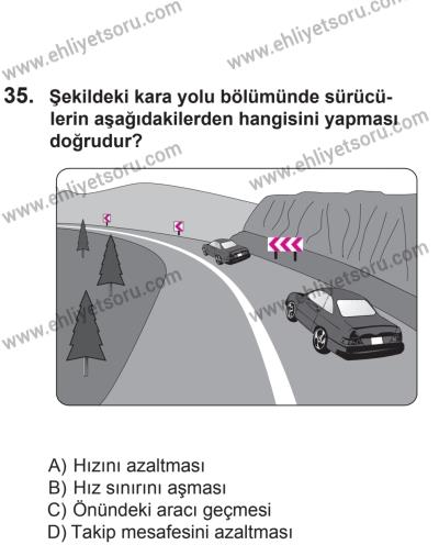 12 Temmuz 2014 Tarihli Sürücü Adayları Sınavı L Kitapçığı 35. Soru
