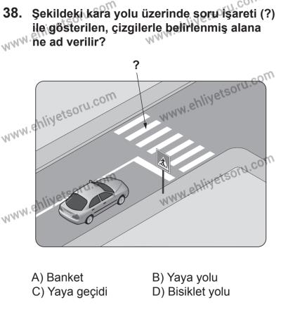 12 Temmuz 2014 Tarihli Sürücü Adayları Sınavı L Kitapçığı 38. Soru