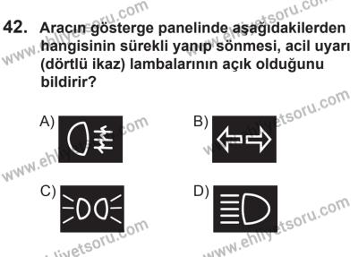 12 Temmuz 2014 Tarihli Sürücü Adayları Sınavı L Kitapçığı 42. Soru