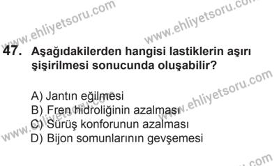 12 Temmuz 2014 Tarihli Sürücü Adayları Sınavı L Kitapçığı 47. Soru